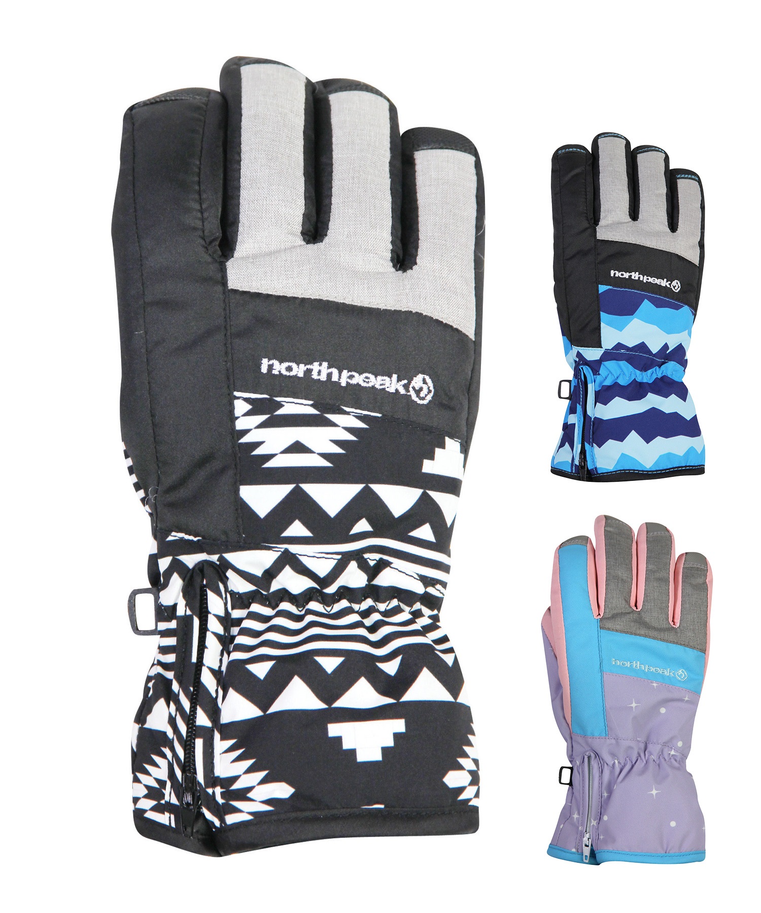 スノーボード グローブ キッズ northpeak ノースピーク NP-4073 JUNIOR GLOVE ムラサキスポーツ 23-24モデル KX K9(PU-130cm)