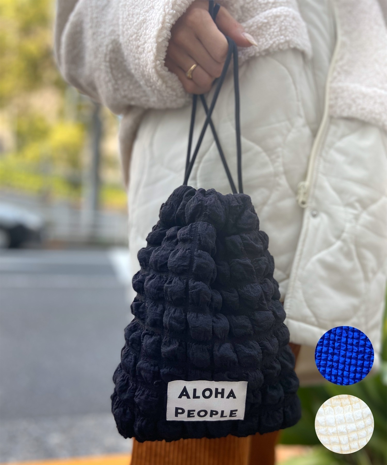 ALOHA PEOPLE/アロハピープル ポーチ ポップコーンポーチ ショルダーバッグ 巾着 2WAY AP23AW001-DD2(ROYAL-ONESIZE)