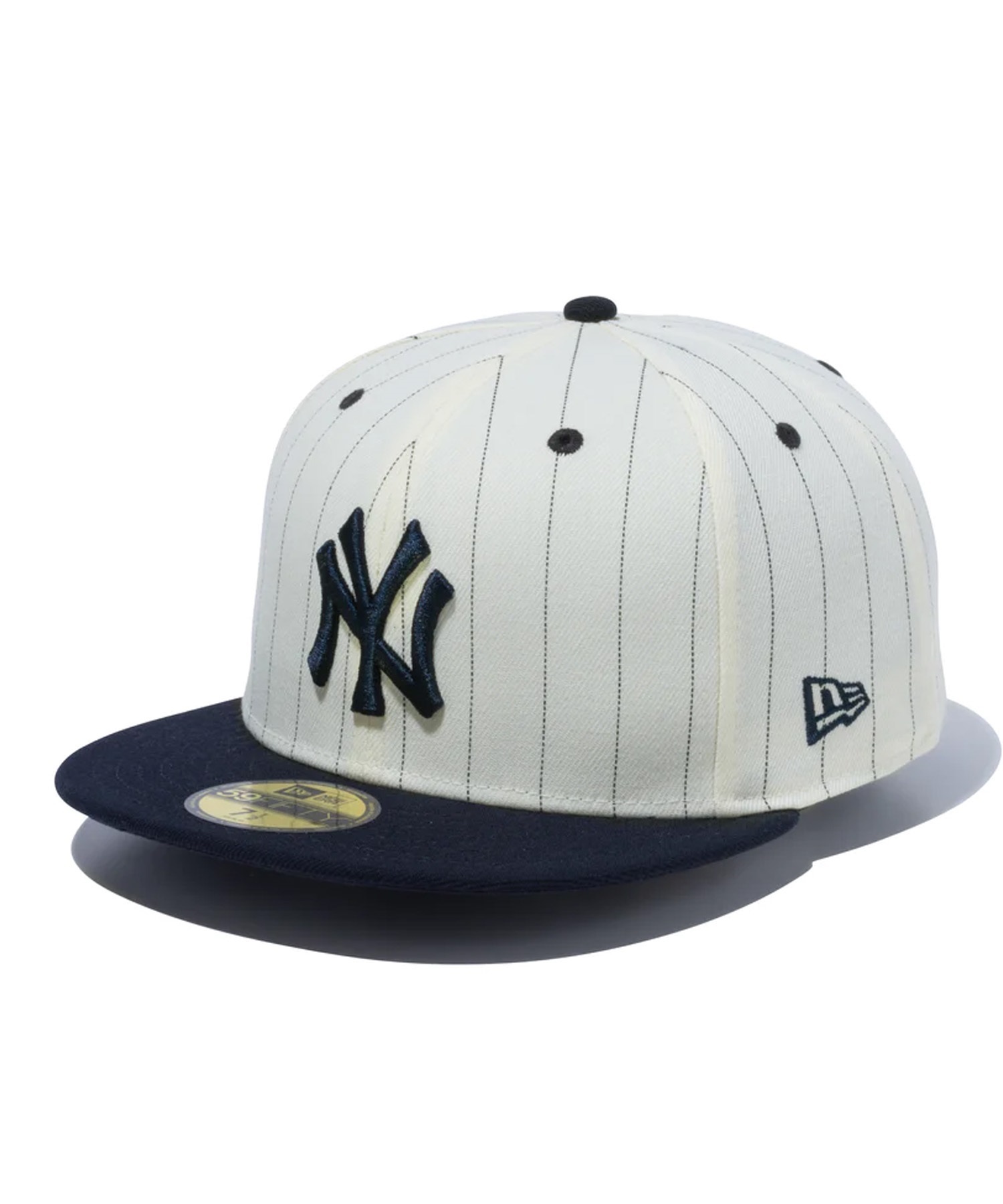 NEW ERA/ニューエラ 59FIFTY Pinstripe ピンストライプ ニューヨーク・ヤンキース クロームホワイト ネイビーバイザー キャップ 帽子 13751130(WTNVY-7)