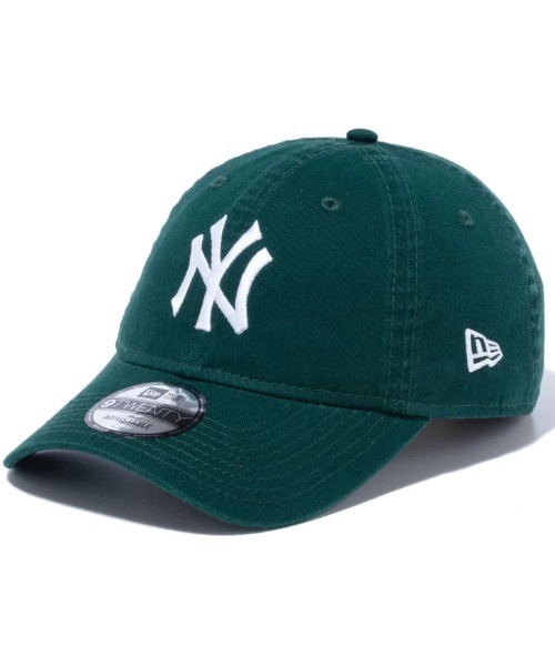 NEW ERA/ニューエラ キャップ 9TWENTY クロスストラップ ウォッシュドコットン ニューヨーク・ヤンキース ダークグリーン × ホワイト 13562180(DGRN-F)