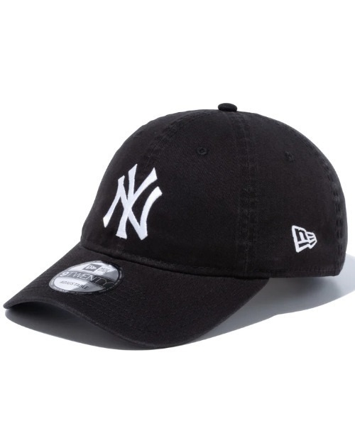 NEW ERA/ニューエラ キャップ 9TWENTY クロスストラップ ウォッシュドコットン ニューヨーク・ヤンキース ブラック × ホワイト 13562183(BLK-F)