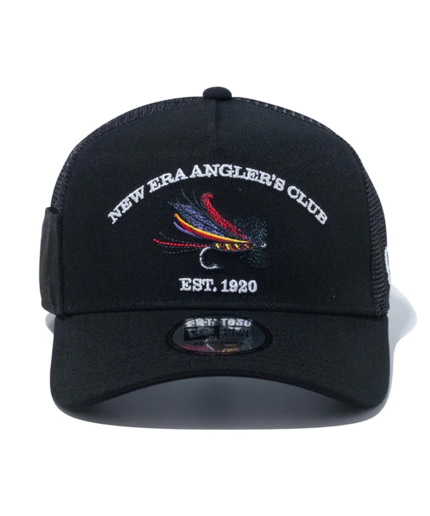 NEW ERA/ニューエラ 9FORTY A-Frame トラッカー New Era Angler's Club フライ ブラック キャップ 帽子 14110110(BLK-FREE)