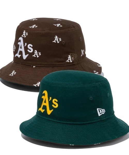 NEW ERA/ニューエラ ハット バケット01 MLB Reversible Hat リバーシブル オークランド・アスレチックス ダークグリーン/ウォルナット 13515803(DGRWA-SM)