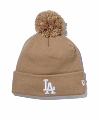 NEW ERA/ニューエラ ビーニー MLB ポンポンニット リブ ロサンゼルス・ドジャース ベージュ POM PON KNIT 13751284