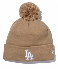 NEW ERA/ニューエラ ビーニー MLB ポンポンニット リブ ロサンゼルス・ドジャース ベージュ POM PON KNIT 13751284