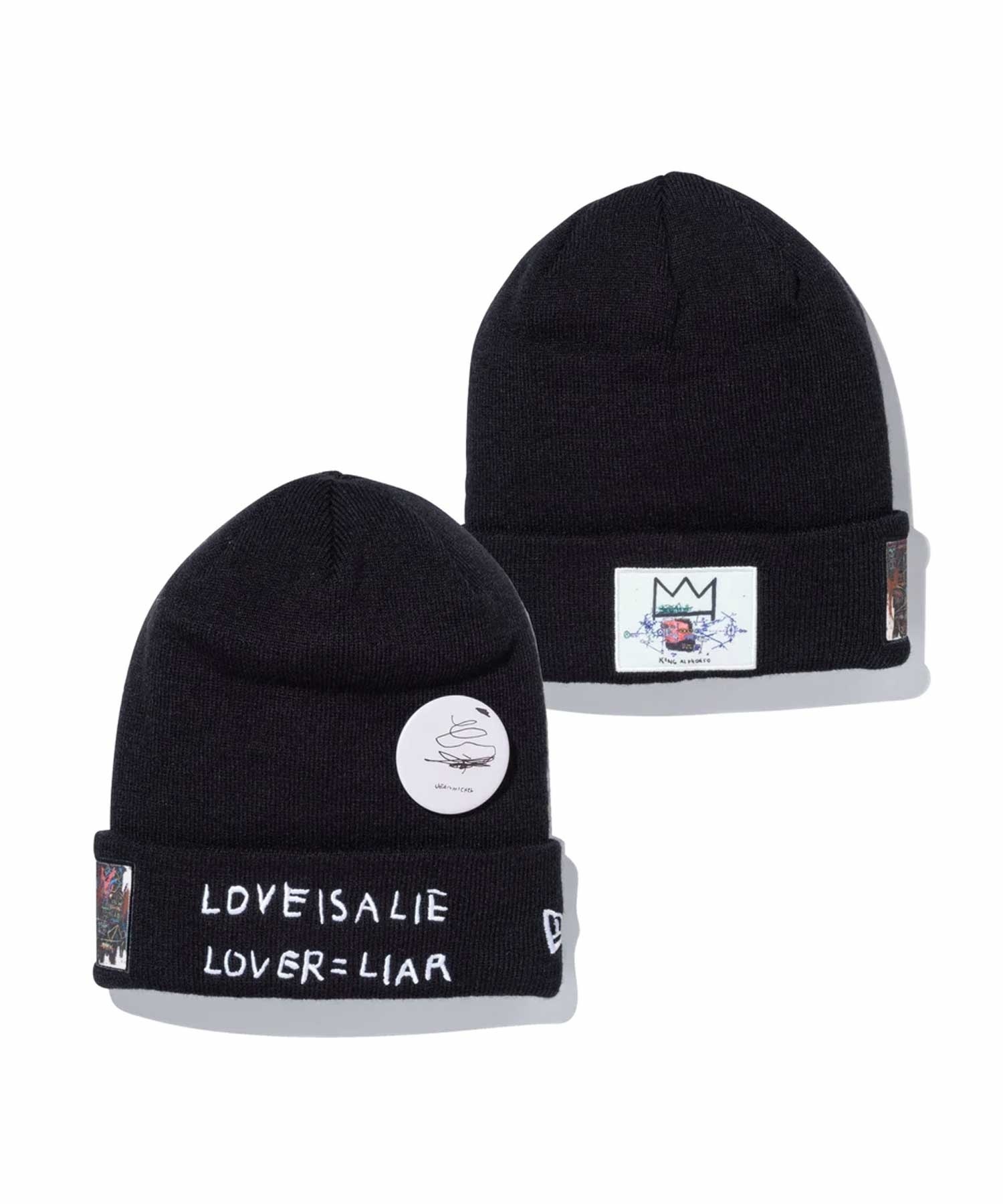 NEW ERA/ニューエラ ビーニー JEAN MICHEL BASQUIAT ジャン=ミシェル・バスキア LOVE IS A LIE LOVER=LIAR ブラック 13772599(BLK-FREE)