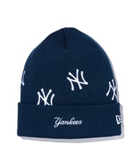 NEW ERA/ニューエラ ビーニー ニット帽 ダブル 13751343 MLB ALLOVER ニューヨーク・ヤンキース(NVY-FREE)