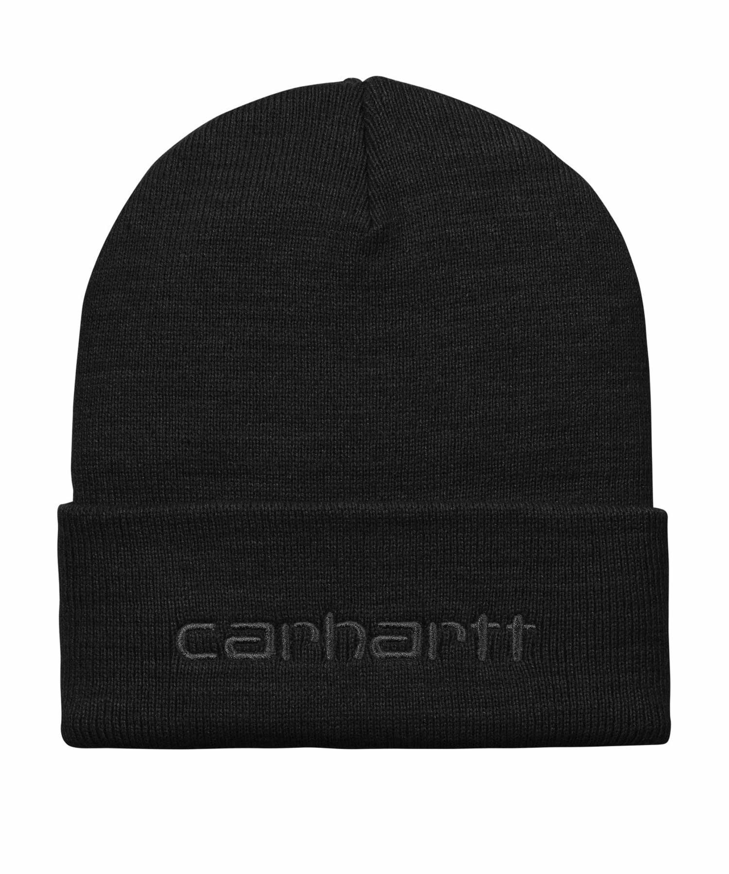 Carhartt/カーハート ビーニー ニット帽 ダブル SCRIPT BEANIE I030884(BK/BK-FREE)