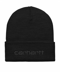 Carhartt/カーハート ビーニー ニット帽 ダブル SCRIPT BEANIE I030884(BK/BK-FREE)