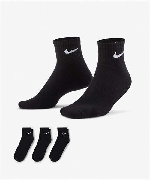 NIKE ナイキ EVERYDAY CUSHIONED ANKLE エブリデイ クッションド アンクル メンズ レディース ソックス 靴下 3足セット SX7667-010(010BLK-23.0cm)