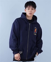 TOY MACHINE トイマシーン パーカー メンズ フルジップ ビックシルエット 刺繍ロゴ ムラサキスポーツ限定 MTMPFSW4