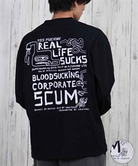 TOY MACHINE トイマシーン 長袖 Tシャツ メンズ ビックシルエット バックプリント ムラサキスポーツ限定 MTMPFLT1(BLACK-M)