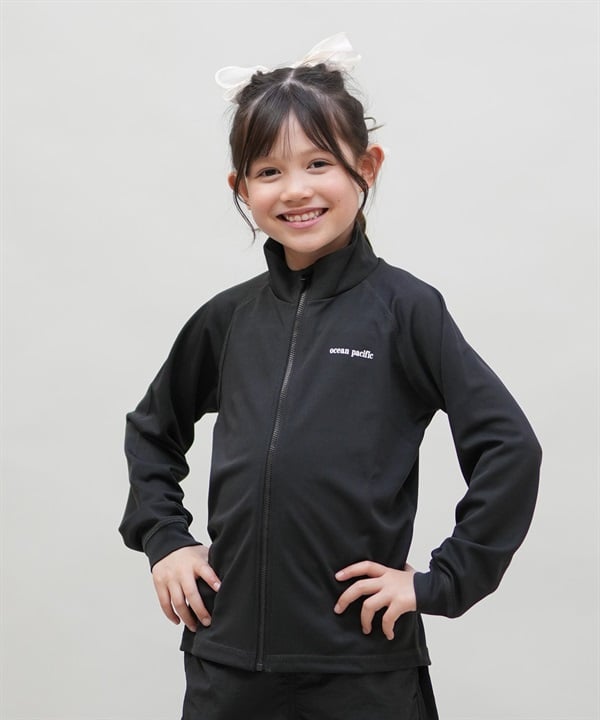 OP オーシャンパシフィック 水着 ラッシュガード 長袖 ジップアップ キッズ ジュニア 子供 UVカット 563460