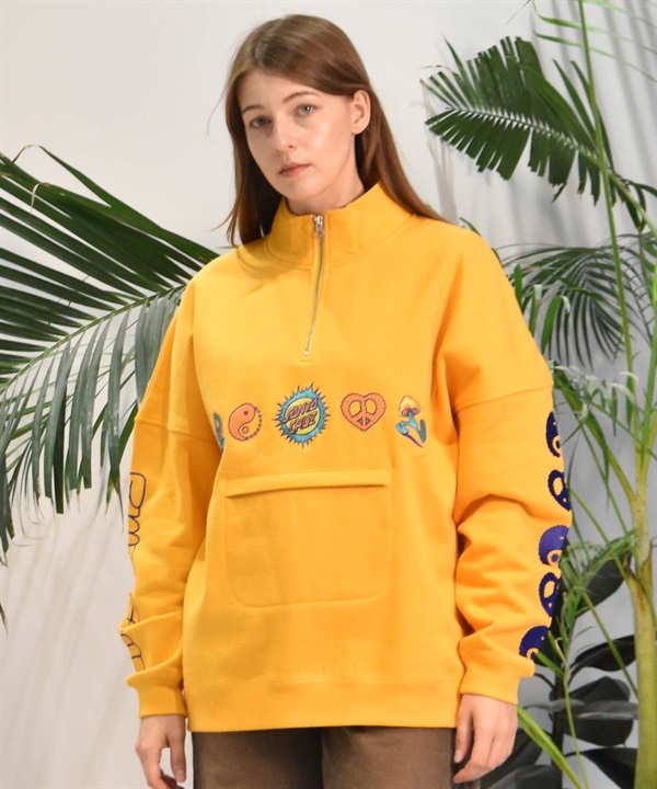 SANTACRUZ サンタクルーズ ハーフジップ トレーナー レディース ロゴ 刺繍 裏起毛 502243334 ムラサキスポーツ限定