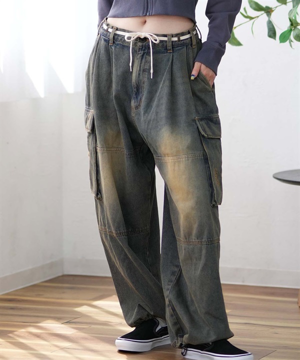 SANTACRUZ サンタクルーズ ロングパンツ レディース カーゴパンツ デニム ステッチ 紐付き ムラサキスポーツ限定 502243531