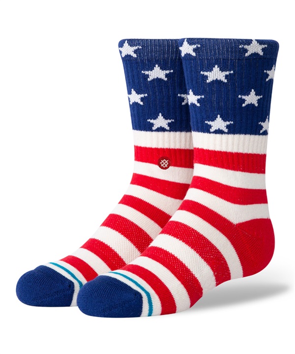 STANCE スタンス ソックス 靴下 キッズ クルー丈 アメリカ国旗 星条旗 THE FOURTH ST KIDS K526A20FSK#WHT