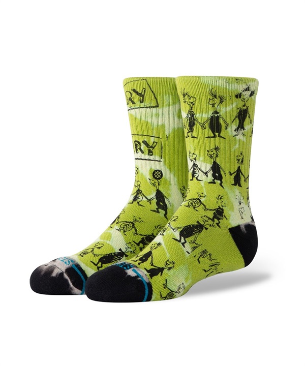 STANCE スタンス ソックス 靴下 キッズ グリンチ コラボ DOWN IN WHOVILE KIDS CREW K556D24DOW#GRN