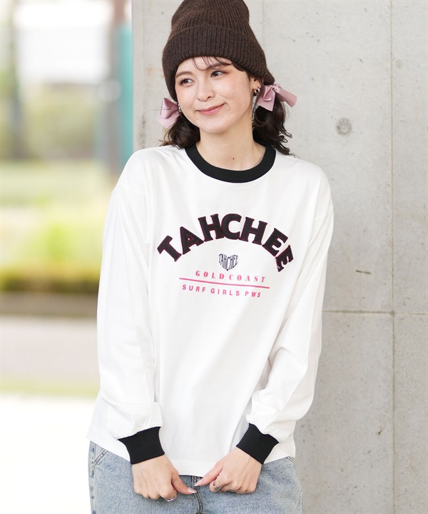 TAHCHEE ターチー 長袖 Tシャツ レディース ロンT リンガーシャツ バックプリント オーバーサイズ TC240701-02 ムラサキスポーツ限定