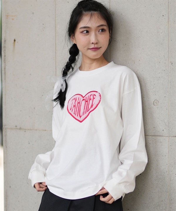 TAHCHEE ターチー 長袖 Tシャツ レディース ロンT ハート ファー バックプリント オーバーサイズ TC240701-01 ムラサキスポーツ限定