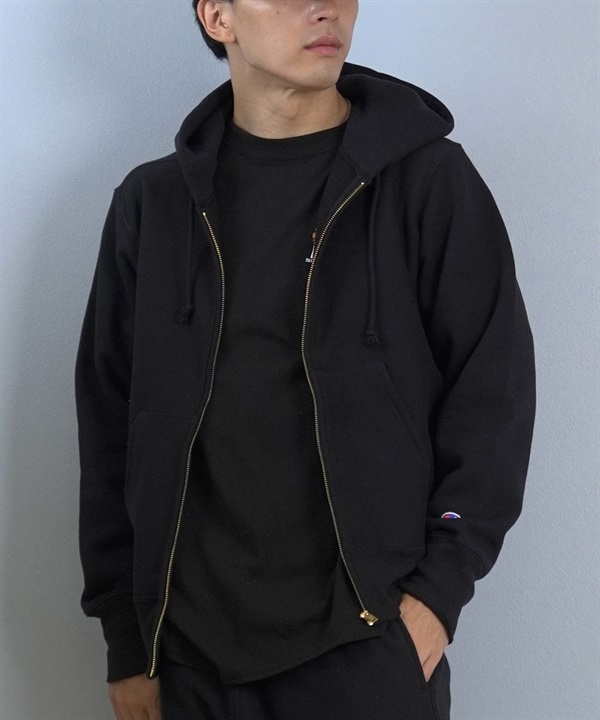 CHAMPION チャンピオン ジップアップ パーカー メンズ スウェット フーディー 無地 ロゴ ワンポイント 裏起毛 リバースウィーブ セットアップ対応 C3-Y134