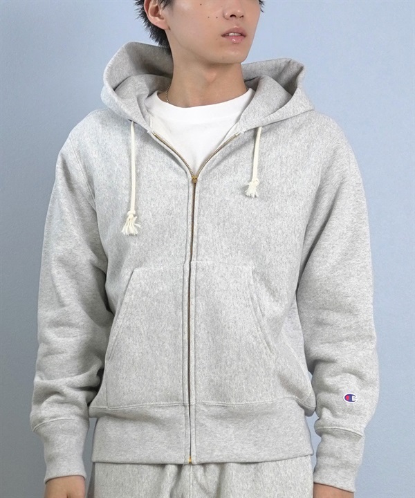 CHAMPION チャンピオン ジップアップ パーカー メンズ スウェット フーディー 無地 ロゴ ワンポイント 裏起毛 リバースウィーブ セットアップ対応 C3-Y134