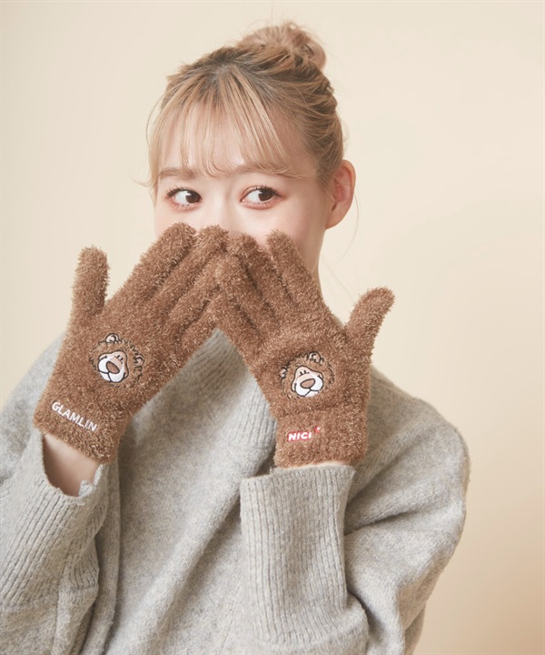 GLAMLIN グラムリン × NICI ニキ コラボレーション 手袋 ふわふわ 防寒 5本指 MGNNF