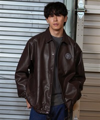 DIVINER PUレザー コーチングジャケット M 黒 美品✨