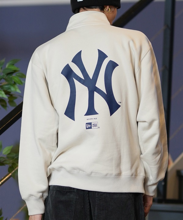 NEW ERA ニューエラ ハーフジップ トレーナー メンズ MLB ニューヨーク・ヤンキース バックプリント 裏起毛 14475196 ムラサキスポーツ限定