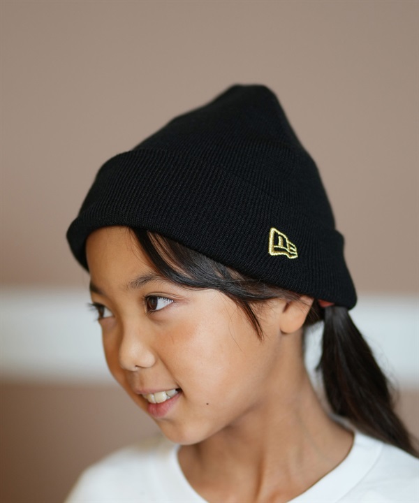 NEW ERA ニューエラ ビーニー キッズ ニットキャップ ニット帽 帽子 Kid's ベーシック カフニット ブラック × メタリックゴールド 12541251