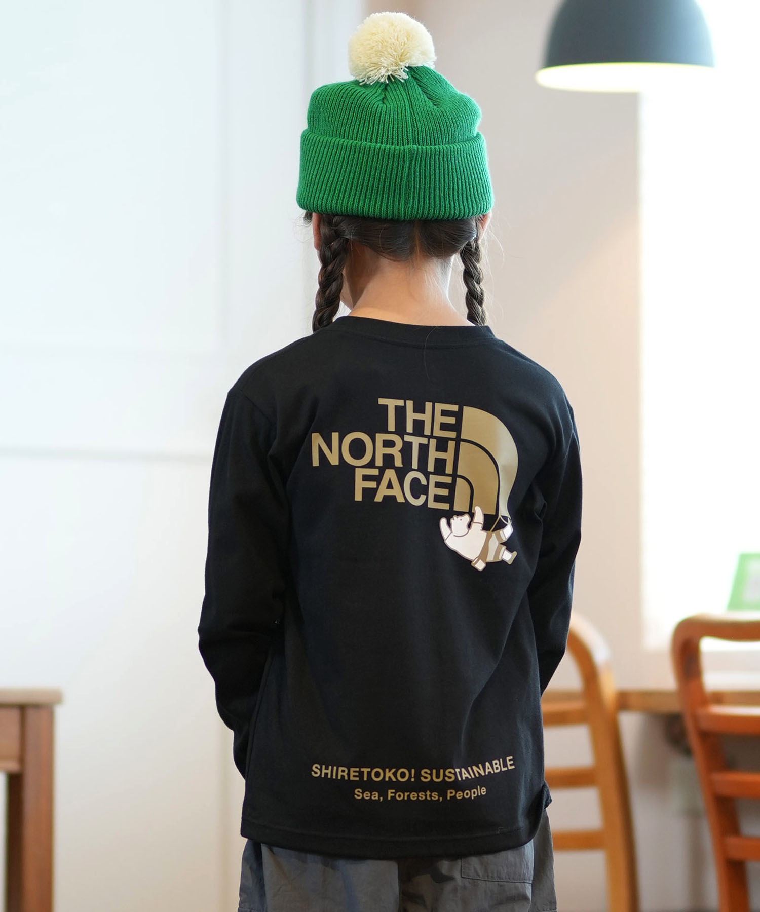 THE NORTH FACE ザ・ノース・フェイス 長袖 Tシャツ キッズ ロンT シレトコトコティー 知床トコさん NTJ82332ST(K-100cm)