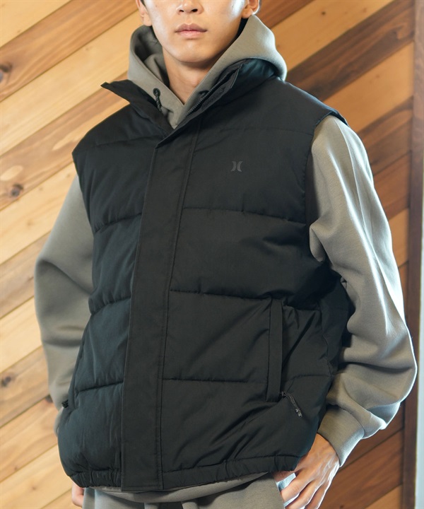 Hurley ハーレー アウター メンズ 中綿ベスト ロゴ バックプリント スタンドカラー リフレクター MJK2312004