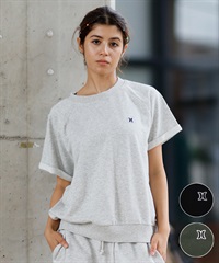 Hurley ハーレー 半袖 Tシャツ レディース スウェット生地 バックオープン ワンポイント ロゴ WSS2421016(AGHT-FREE)