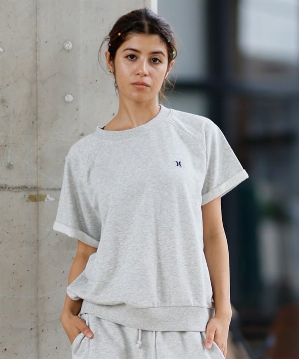 Hurley ハーレー 半袖 Tシャツ レディース スウェット生地 バックオープン ワンポイント ロゴ WSS2421016