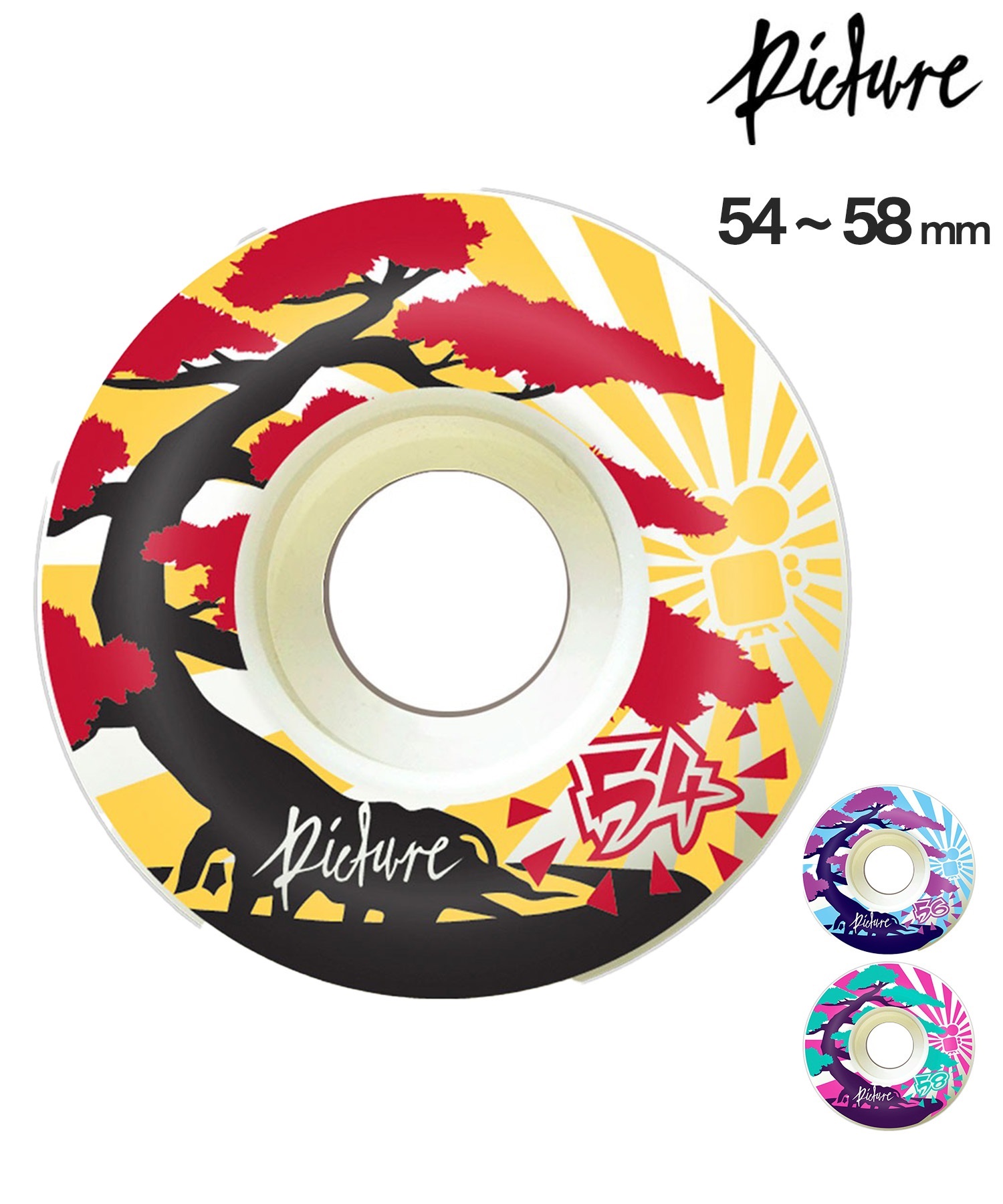 PICTURE WHEELS ピクチャーウィール スケートボード ウィール 80A 54~58mm BONSAI ムラサキスポーツ(BL-56)