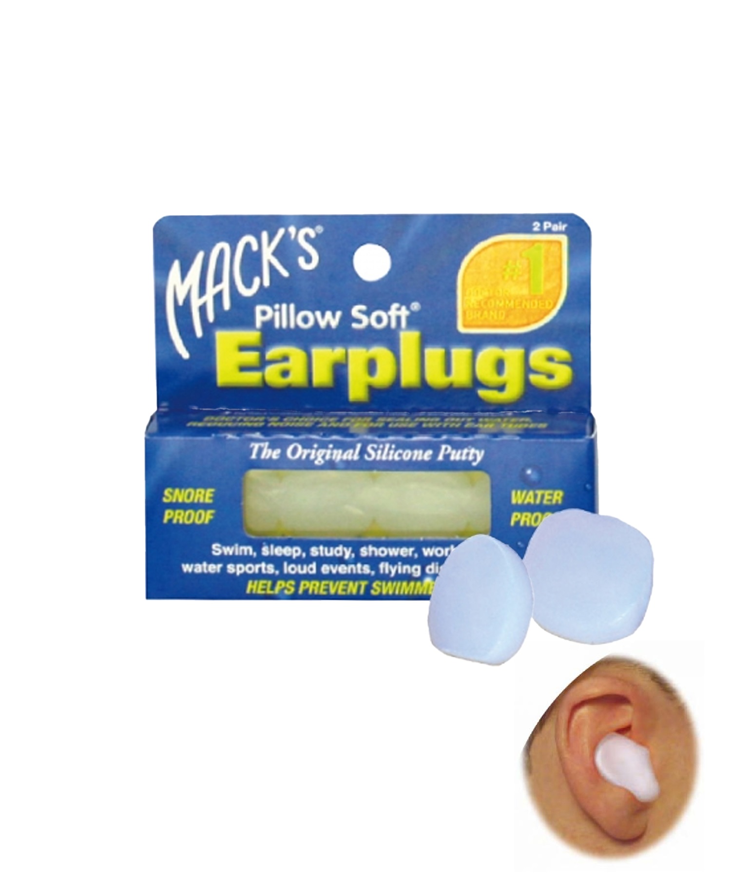 ML エムエル MACKS PILLOW SOFT 耳栓 シリコン サーフィン ムラサキ