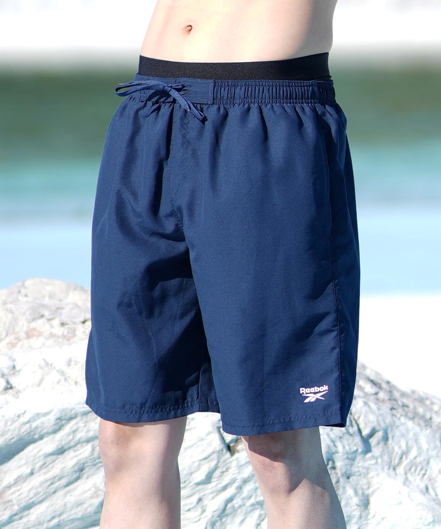 Reebok リーボック 水着 トランクス ボードショーツ メンズ ワンポイント ロゴ 水陸両用 Swimwear 420700C(NV-M)
