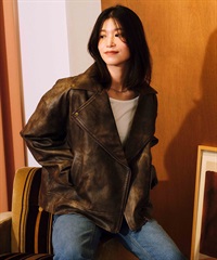 極美品✨アルファベッツ レザージャケット　F レディース　牛革100% 上質 RIKKA FEMME リッカファム アウター レディース ジャケット レザー