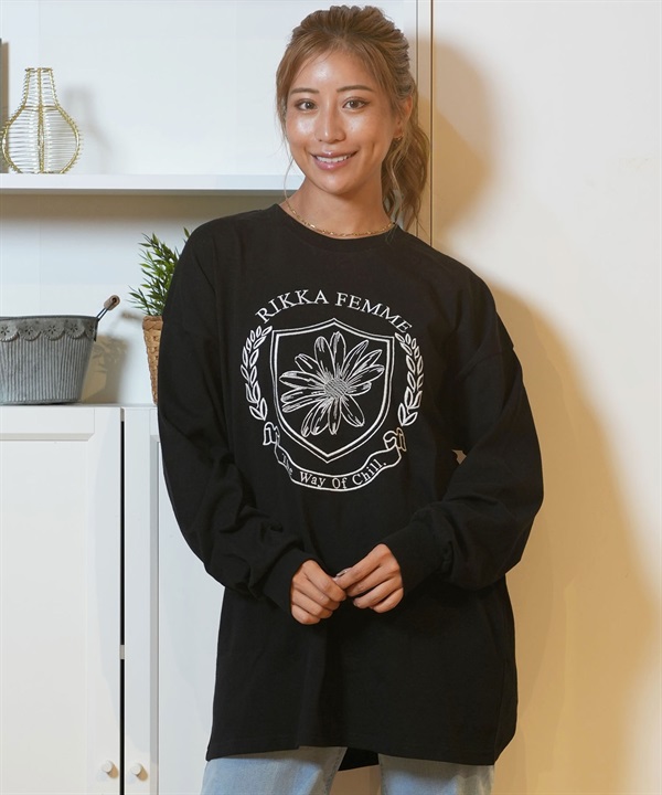 RIKKA FEMME リッカファム 長袖 Tシャツ レディース ロンT 花 刺繍 RF24FW18