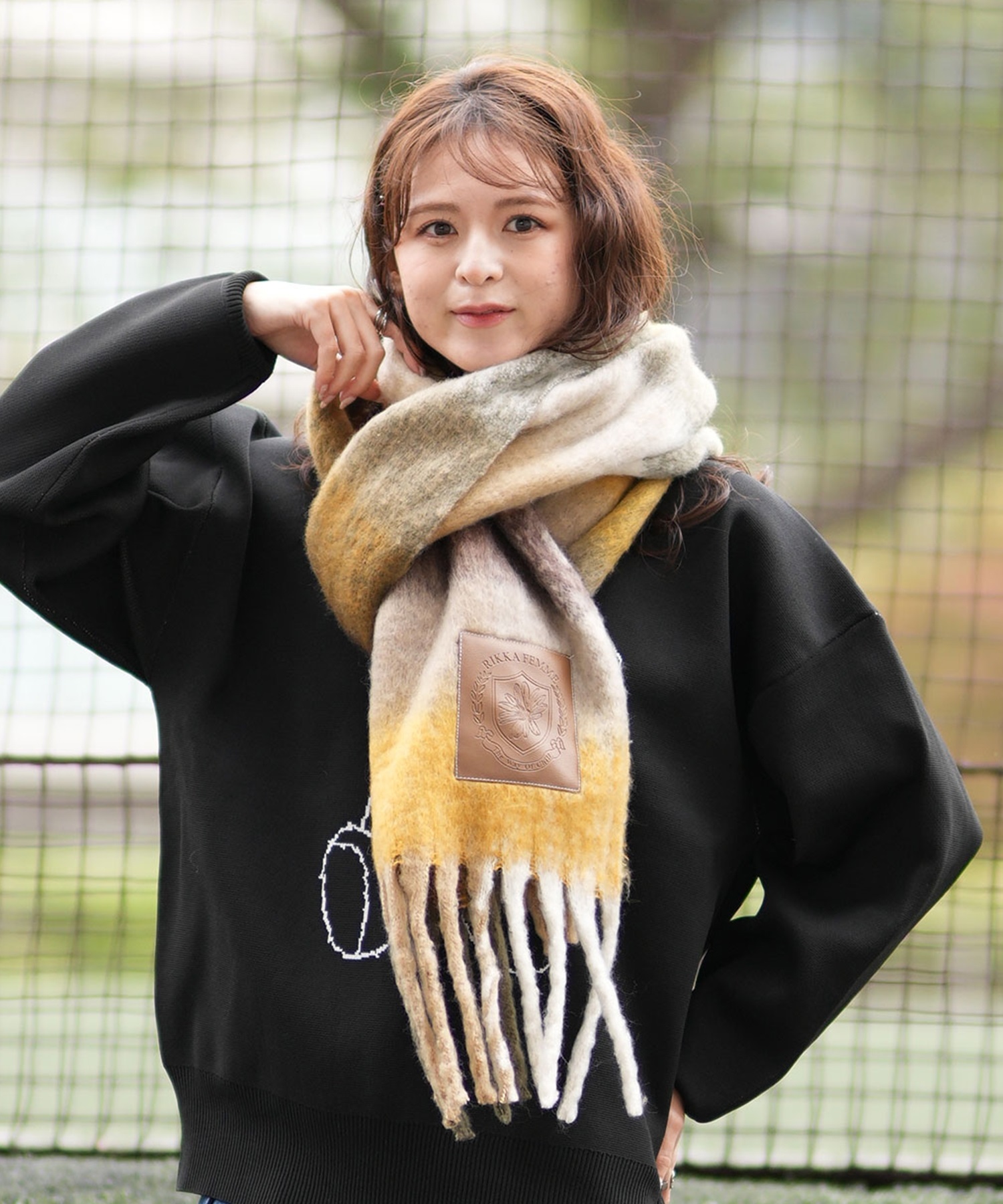 RIKKA FEMME/リッカファム フリンジマフラー RFAC24FW05 マフラー(BRN-FREE)