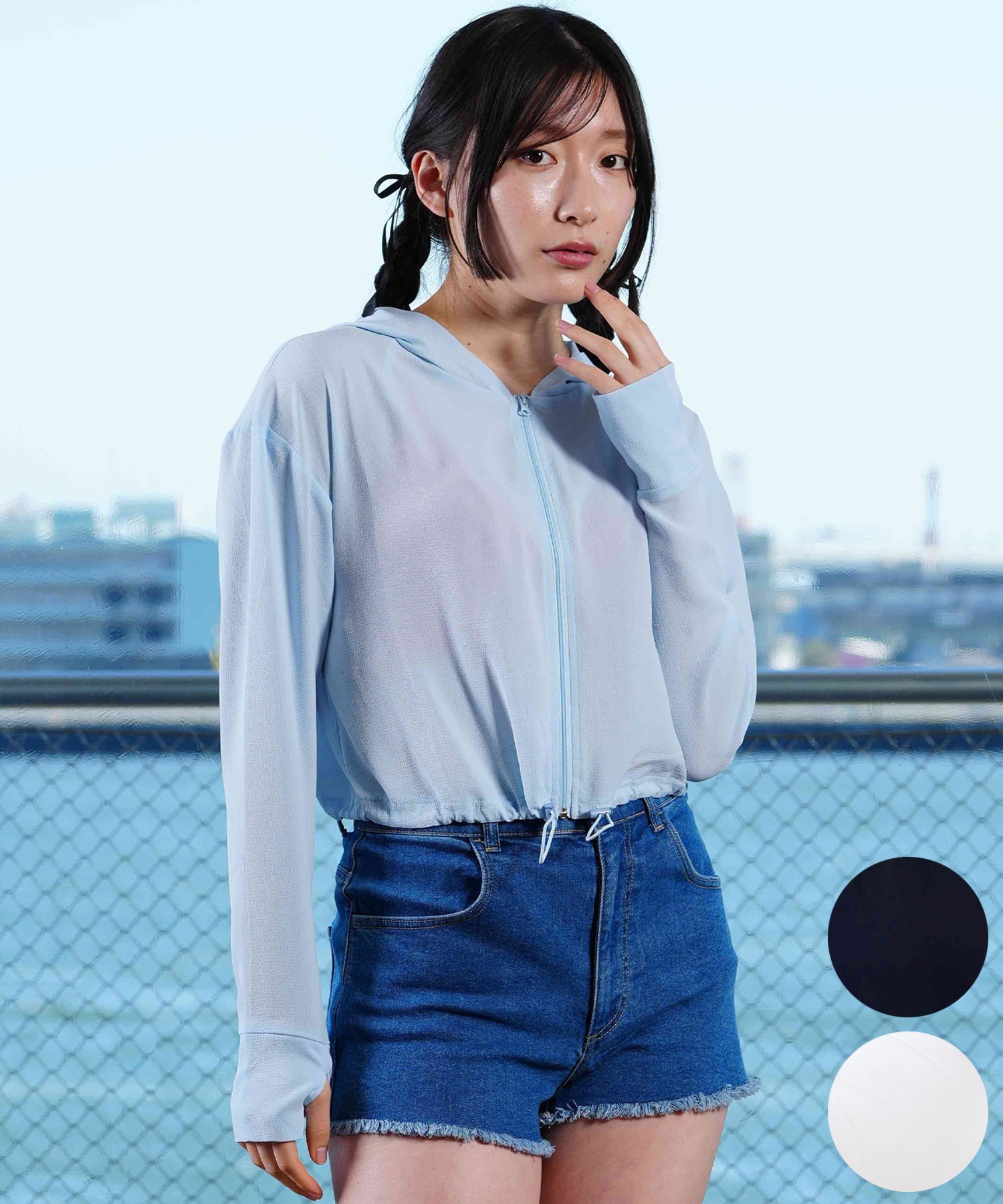 LAETITIA レリッタ 水着 ラッシュガード ジップアップ パーカー レディース UVカット ショート丈 446201