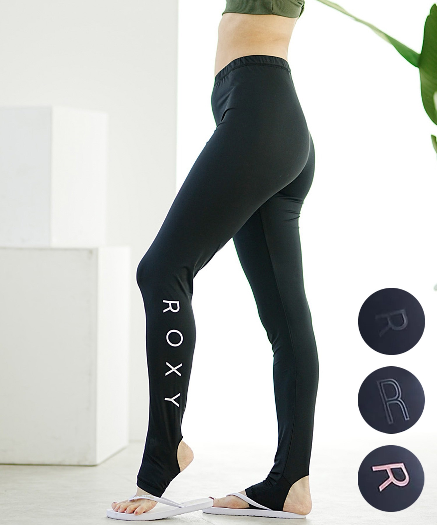 ROXY ロキシー トレンカ レディース レギンス ラッシュガード ロゴ ワンポイント 水着 水陸両用 UVカット RLY245043(BBR-S)