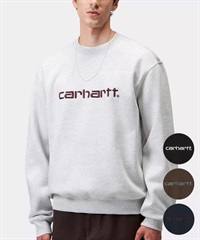 Carhartt WIP カーハートダブリューアイピー トレーナー スウェット メンズ クルーネック ロゴ 刺繍 裏起毛 CARHARTT SWEAT I030546(BLACK-S)