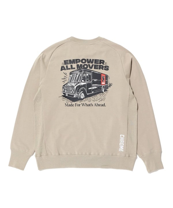 CHROME クローム トレーナー スウェット メンズ クルーネック オーバーサイズ ストレッチ バックプリント JP253GRGE