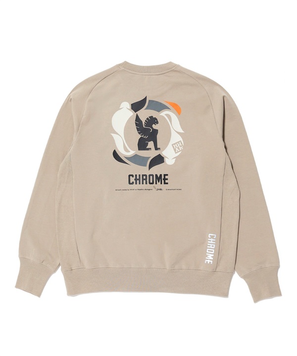 CHROME クローム トレーナー スウェット メンズ クルーネック オーバーサイズ ストレッチ バックプリント JP252GRGE