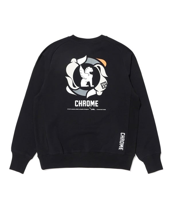 CHROME クローム トレーナー スウェット メンズ クルーネック オーバーサイズ ストレッチ バックプリント JP252BK