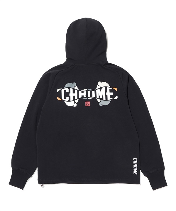 CHROME クローム プルオーバー パーカー メンズ スウェット フーディー オーバーサイズ ストレッチ バックプリント JP250BK