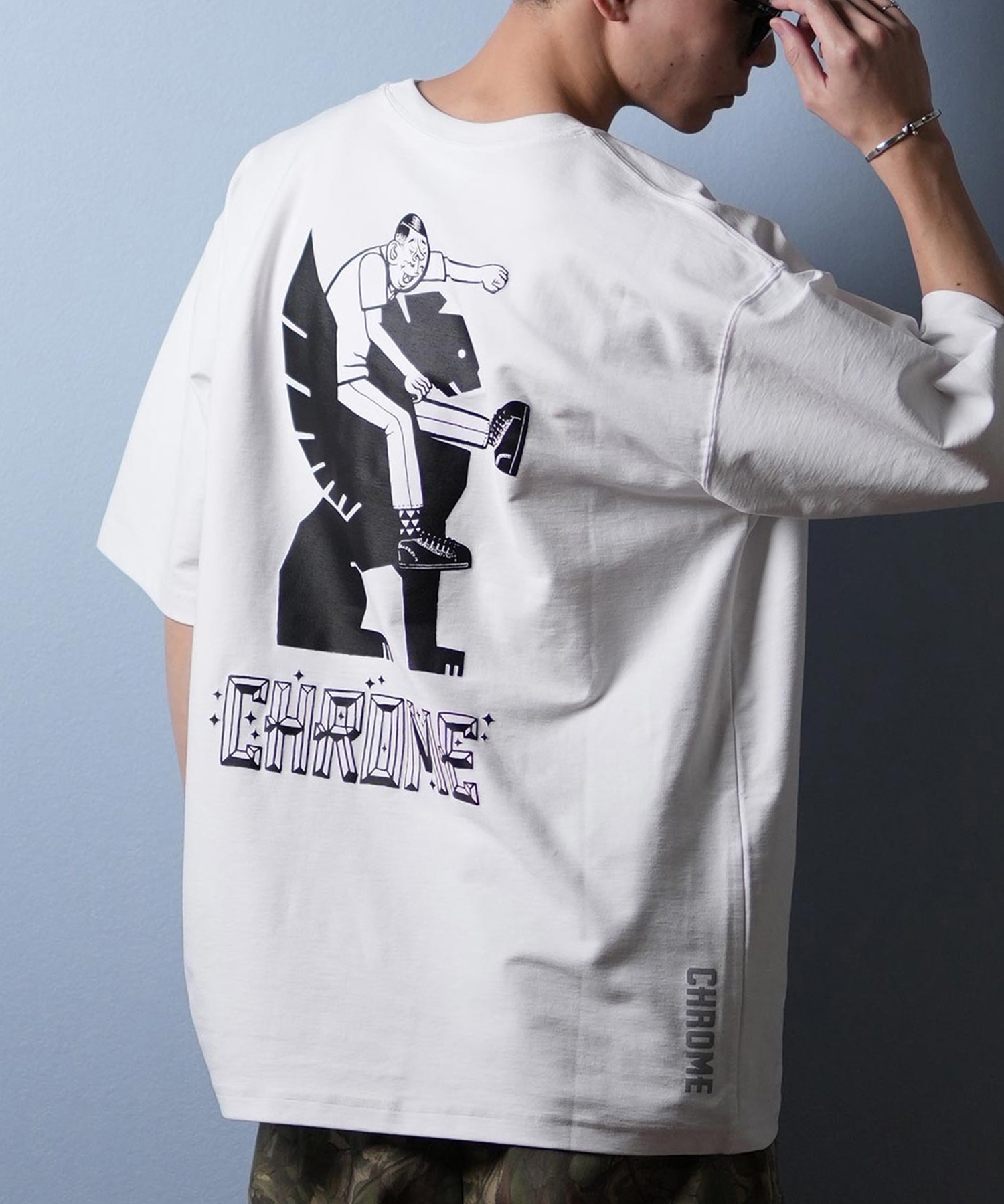 CHROME クローム 半袖 Tシャツ メンズ バックプリント オーバー