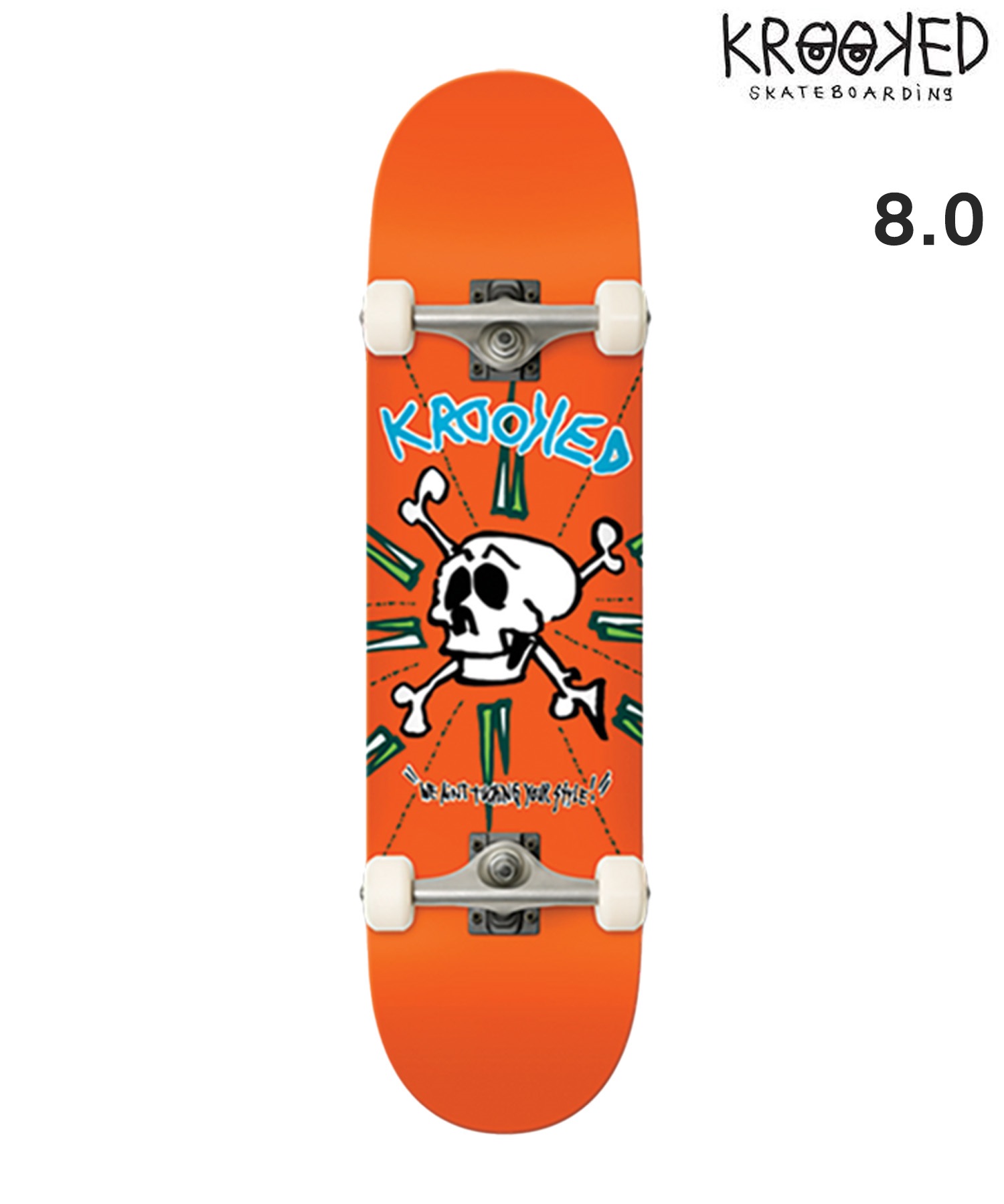KROOKED クルキッド スケートボード コンプリート 8.0inch STYLE ORANGE ムラサキスポーツ(ONE-8inch)