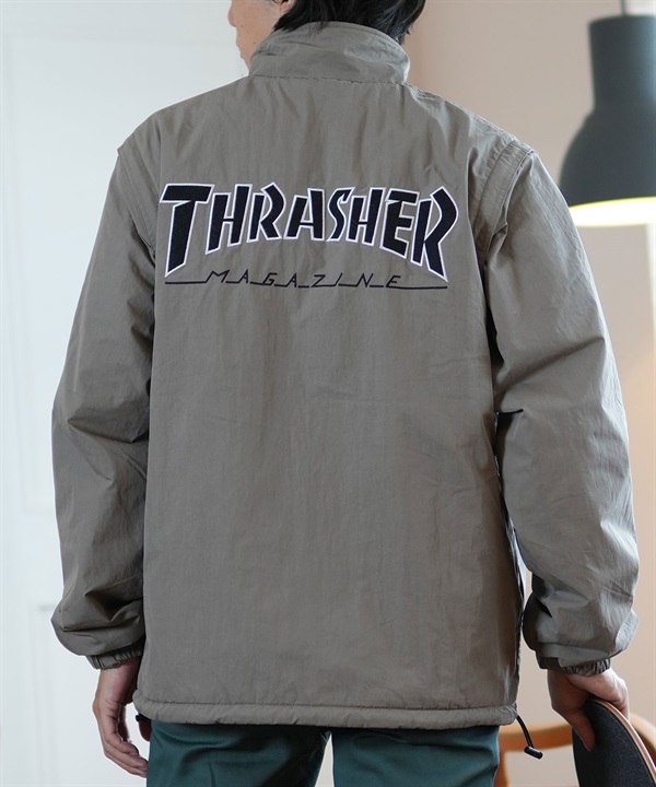 THRASHER スラッシャー アウター メンズ 4WAY ジャケット リバーシブル 袖取り外し可能 ベスト ビッグシルエット 243TH1JK019 ムラサキスポーツ限定