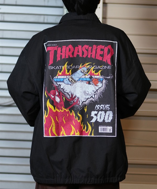 THRASHER スラッシャー アウター コーチジャケット メンズ バックプリント ビッグシルエット MAGAZINE COVER 243TH1JK018 ムラサキスポーツ限定